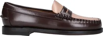 Sebago Brown Classic Dan Brushed Leather Raised Stitching Loafers