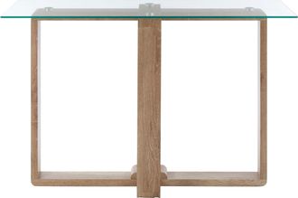Premier Housewares Tempered Glass Console Table, Elegant Hallway Table For Livingroom, Airy Modern Console Table For Bedroom