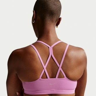 Nike Womens Zenvy Strappy Light-Support Padded Sports Bra in Purple | IB9847-503