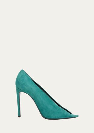 Valentino Garavani 105mm Open Toe Revele Suede Pumps
