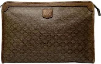 Celine Pre-owned Triomphe Monogram Leren Clutch - Dames - Vintage Clutch - Bruin - ONE Size - Leer - Vintage