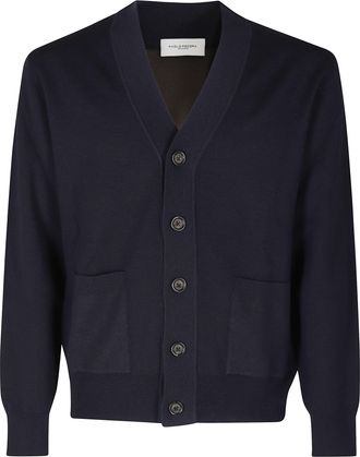 Paolo Pecora Blue Merino Wool V-Neck Cardigan