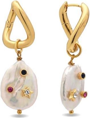 Eye Candy Los Angeles Saskia Faux Pearl & Crystal Drop Earrings in Gold at Nordstrom Rack