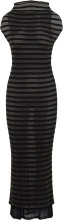 Jean Paul Gaultier Black Mariniere Stripes Viscose Long Dress-Donna