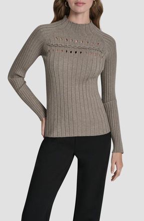 DKNY Cord Detail Rib Sweater in City Taupe at Nordstrom, Size X-Large