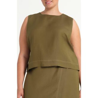 Estelle Sonnet Tie Back Sleeveless Top in Fern at Nordstrom, Size 18W