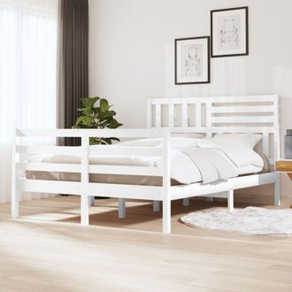 Berkfield Home Bed Frame White Solid Wood 140x190 cm
