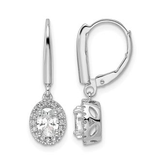 Diamond2Deal 14k White Gold Lab Grown Diamond Oval Shape Drop Dangle Earrings