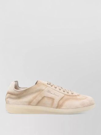 Santoni lace up low top suede sneakers rubber sole