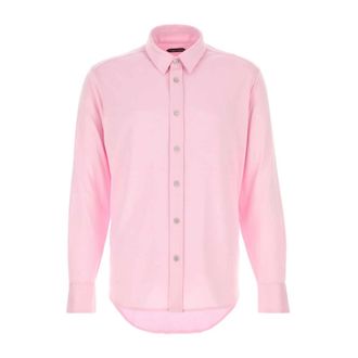 Tom Ford Casual Shirts, male, Pink, Size: XL Silk Cotton Blend Shirt
