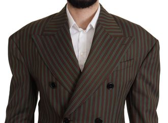 Dolce & Gabbana Mens Multicolor Stripes Double Breasted Blazer Wool Clothing
