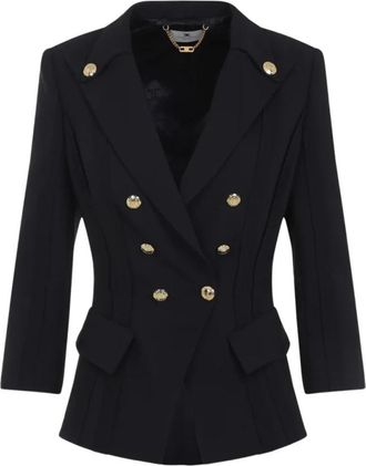 Elisabetta Franchi Double-Layer Stretch Crepe Jas - Dames - Blazers - Zwart - M - Polyester - Jassen