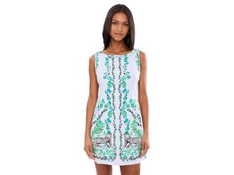 Lilly Pulitzer Eleanora Shift Rompers Womens Dress Resort White Royal Zoo Engineered Romper : 10, Lyocell/Nylon/Rayon