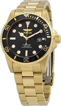 Invicta Pro Diver Quartz Black Dial Yellow Gold-tone Mens Watch 33271