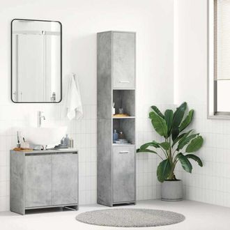 vidaXL Mobile da Bagno Grigio Cemento 30x30x183,5 cm Legno tecnico - Vidaxl