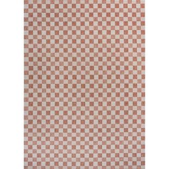 Jonathan Y Designs Aimee Traditional Cottage Checkerboard Indoor/Outdoor Area Rug in Salmon/cream at Nordstrom, Size 5Ft 0In X 8Ft 0In