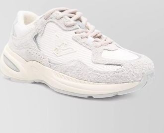 Emporio Armani round toe sneakers rubber sole textured panels