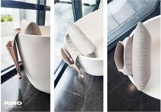 Riho Badkussen - 38x13x23cm - textiel - magazine houder - Pebble grey