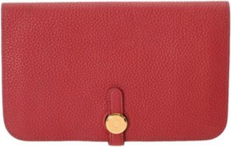 Hermès Dogon Vermilion Togo Leather Long Wallet (Bi-Fold) (Pre-Owned)