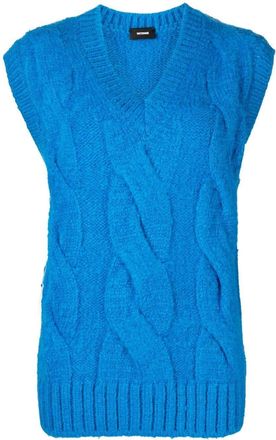We11done cable-knit knitted vest - women - Acrylic/Nylon/Wool/Viscose - S - Blue