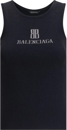 Balenciaga Iconische Monogram Slim Fit Top - Dames - Tops zonder mouwen - Zwart - XS - Polyester - Tops