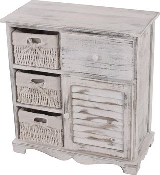 Hhg Hhg - C&oacute;moda Armario Con 3 Cestas 63x60x30cm, Aspecto Shabby, Vintage, Blanco