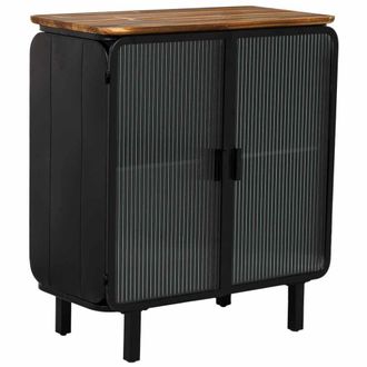 Wanderlust Deco Vitrina de metal, madera y vidrio 2 puertas 72x37x81h cm - Negro