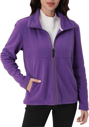 Generic Teddy Fleece Jacket Women Full Zip Sherpa Fluffy Coats Solid Color Double Fleece Zipper Jacket Long Sleeve Cardigan Comfortable Lightweight Warm Jacke