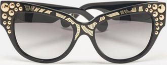 Anna-Karin Karlsson Black Gradient Mademoiselle Dor Studded Cat Eye Sunglasses