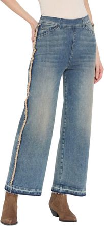 Lyssé High Waist Wide Leg Premium Denim Jeans In Nutshell Dye Midwash