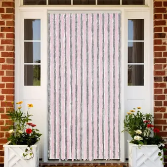 vidaXL Vidaxl - Cortina Antimoscas Chenilla Gris Plateado Y Rosa 118x220 Cm