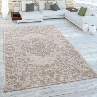 Paco Home Paco Home Alfombra Exterior Intemperie Balc&oacute;n Cocina Motivo Oriental Ornamentos Crema 200x290 Cm