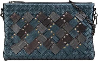 Bottega Veneta Pre-owned Clutches, female, Blue, Size: ONE SIZE Pre-owned Leather Clutch