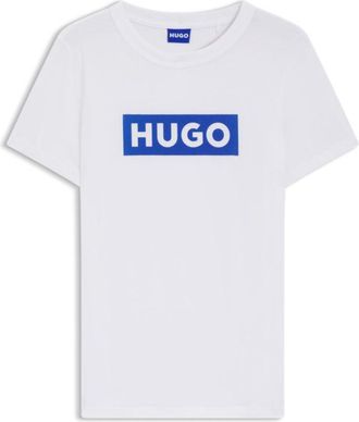 HUGO BOSS Slim-fit T-shirt in cotton with blue boxed logo