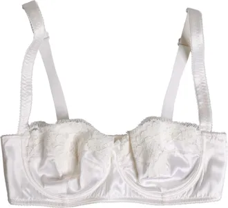 Dolce & Gabbana Womens White Silk Underwired Balconette Bra Underwear Elastane Clothing