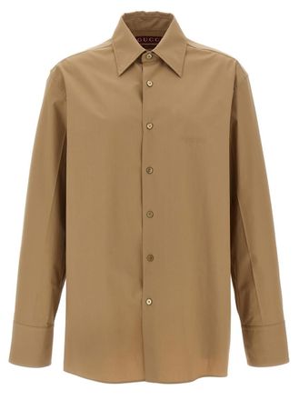 Gucci Beige Embossed Logo Shirt