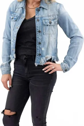 Hidden Jeans Womens Uneven Hem Denim Jacket In Light Wash