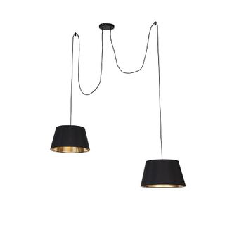 QAZQA Qazqa Lampada A Sospensione Con Paralume Lofty - Moderno - Tessuto,acciaio - Nero - Cilindro/tondo Max. 2 X Watt