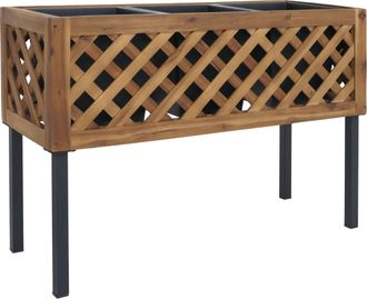 Hhg [nunca Usado] Jardinera Elevada Hhg-465, Maceta Para Flores Y Plantas, Para Interior Y Exterior, De Madera De Acacia Con Certificaci&oacute;n Mvg, 59 X 82 X 