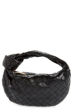 Bottega Veneta Mini Jodie Intrecciato Leather Top Handle Bag in Black/gold at Nordstrom