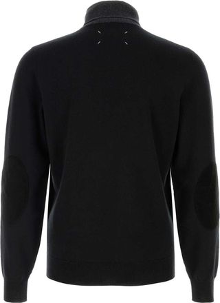 Maison Margiela Mens Two-Tone Wool Sweater Gray