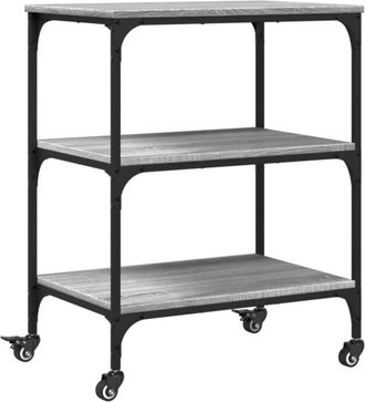 vidaXL Vidaxl - Carrito de cocina madera de ingeniería gris Sonoma 60x41x76 cm