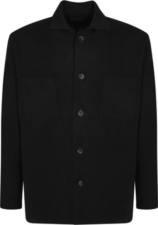 Dell'Oglio Wollen Overshirt - Heren - Zomerjassen - Zwart - 2XL - Wol - Jassen