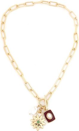 Panacea Faux Pearl Charm Pendant Necklace in Burgundy at Nordstrom