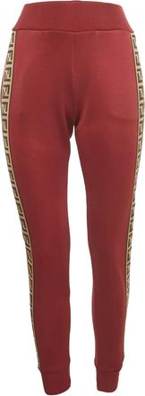 Fendi Pantaloni con banda logo - Rosso