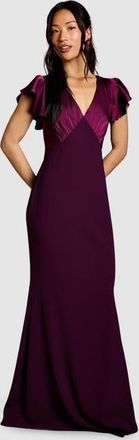 Coast V-Neck Angel Short Sleeve Maxi Dress in Fig at Nordstrom, Size 10