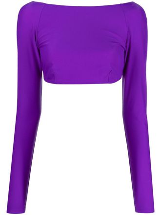 Pucci Iride-print cropped top - women - Viscose/Polyamide/Silk/Spandex/Elastane - 44 - Purple