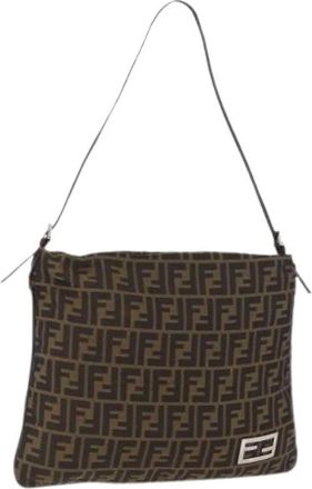 Fendi Pre-owned Zucca Canvas Shoulder Bag - Dames - Vintage Schoudertas - Bruin - ONE Size - Leer - Vintage