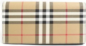 Burberry Beige Coated Canvas Pvc Long Wallet (Bi-Fold) (Pre-Owned)