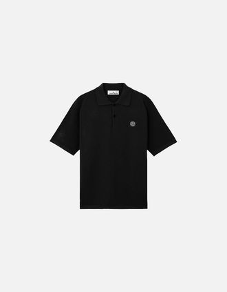 Stone Island Mens S00B5 Knitted Polo Black - Size: 40